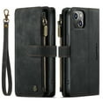 thumbnail image 2 of Decase Luxury Zipper Wallet Case for iPhone 14 6.1 inch,PU Leather+Soft TPU with Shockproof Kickstand Cash&Card Slot Full Protection Shock-Resistant Case Cover for iPhone14 6.1 inch,Black, 2 of 11