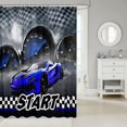 thumbnail image 2 of Erosebridal Rideau de Douche Voiture de Course Bleu 72x72, Rideau de Bain Géométrique Buffalo, Décoration Sports Extrêmes, 2 of 5