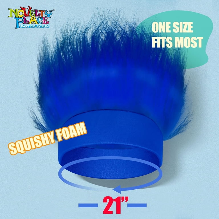 Blue Hairy Costume Headband - Fun and Fuzzy Crazy Hair Wig  display picture 3