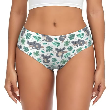 Womens Underwear - Bears and Tropical Leaves No Show Seamless Underwear for Women  Soft Stretch Womens Panties  Hipster Ladies Panties Bikini Underwear Briefs