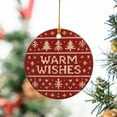 thumbnail image 2 of ViciArt Warm Wishes Christmas Ornament, Ceramic, 3" Round, Holiday Decor, Knitted Sweater Design, 2 of 5