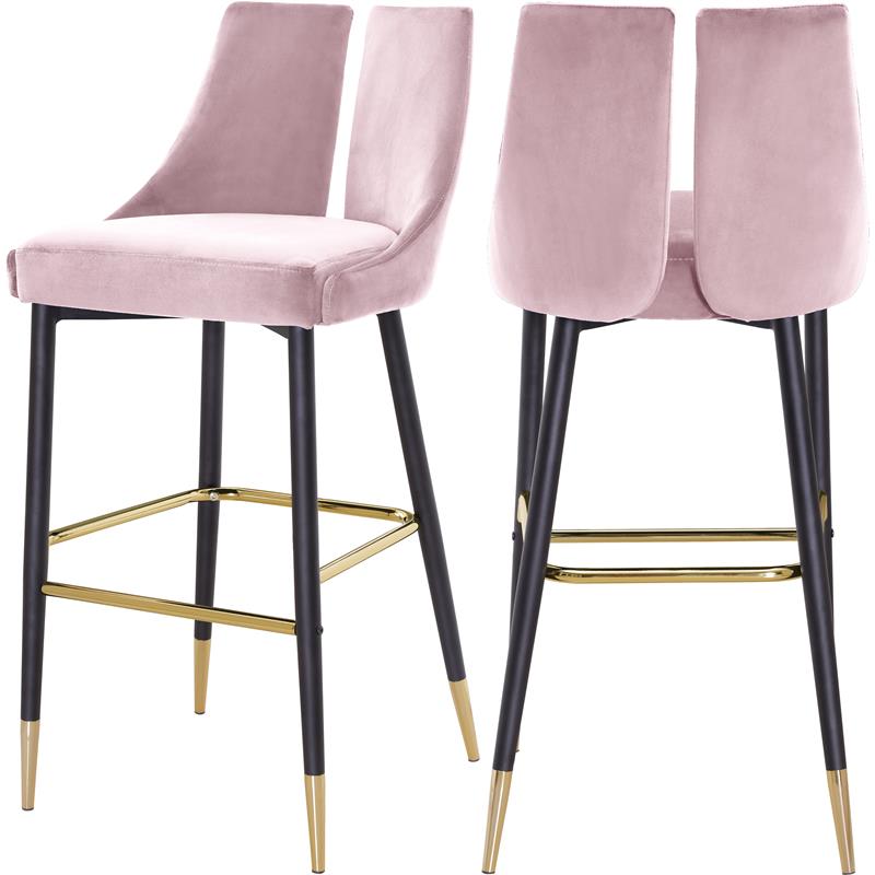 Meridian Furniture Sleek Pink Velvet Stool (Set of 2)