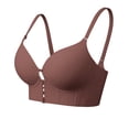 thumbnail image 4 of IQOGKRN Women Wireless Seamless Low Back Bra Thin Adjustable Strap Padded Backless Bralette Front Buckle Lift Support Brassiere Coffee 36, 4 of 9