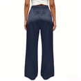 thumbnail image 6 of Women's Silk Satin Pajama Pants Longs Silky Sleep Pants Loungewear Trousers Elastic Waist Lounge Pj Bottoms Navy XL(XL), 6 of 7
