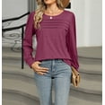thumbnail image 3 of Long Sleeve Shirts for Women Pleated Casual Business Blouses Trendy Fashion Tunic Basic Tops Loose Trendy Fall Crew Neck T-Shirts, 3 of 7