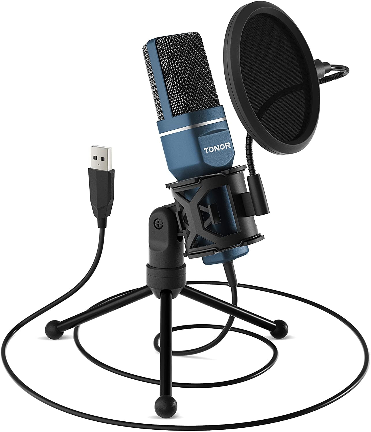USB Microphone, Computer Condenser PC Gaming Mic with Tripod Stand 