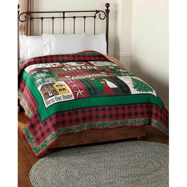 Vintage Christmas Quilted Bedding Full/Queen Quilt