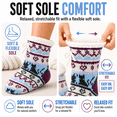 thumbnail image 5 of Girls Chenille Yarn Cabin Socks, Soft Sole Sherpa Lined with Silicone Grippers, BLUE, M/L, 5 of 8