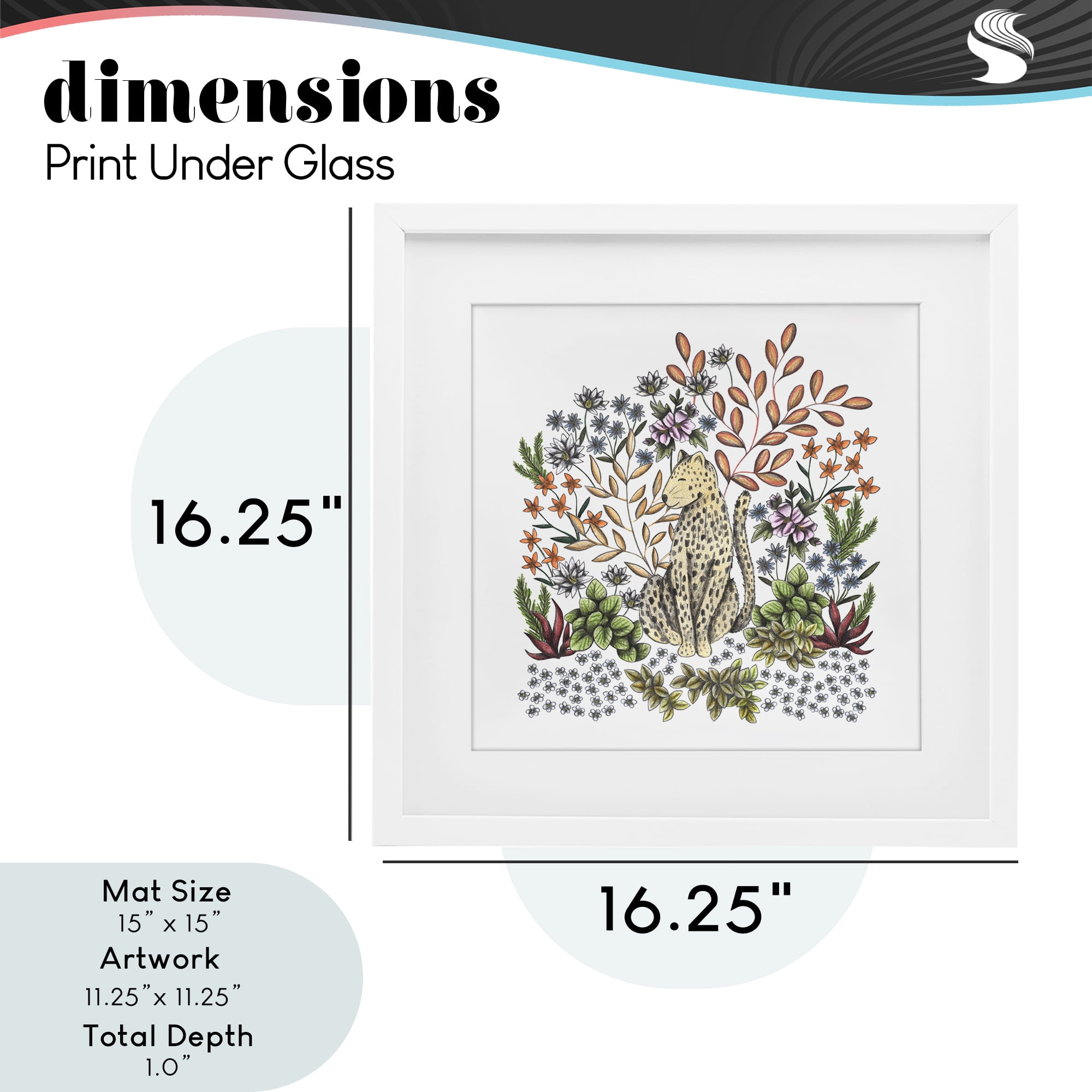Jungle Wildlife Leopard White Framed Print Under Glass, design by Cecilia Battaini