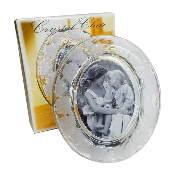 Crystal Clear Signatures Crystal Chrysanthemum Oval Picture Photo Frame