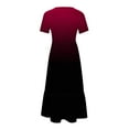 thumbnail image 5 of Penkiiy Women Gradient Print Short Sleeve Dress Loose Plain Casual Summer Flowy Tiered Long Maxi Dresses with Pockets L Hot Pink, 5 of 5