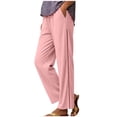 thumbnail image 5 of GUACER No Boundarie Women's Cotton Linen Wide Leg Pants Boho Crochet Lace Side Drawstring Pants with Pockets, 5 of 7