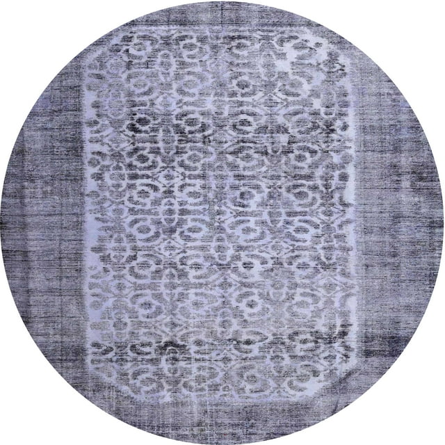 Ahgly Company Tapis d'Intérieur Lavables en Machine, Ronds, Contemporains, Bleu Gris, 4' Ronds