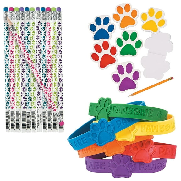Fun Express Paw Print Stationery Notepad Kit - 72 Piece