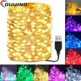 thumbnail image 2 of Guirnalda de luces LED para decoración navideña, lámpara con cable de cobre USB, cadena de luces para bodas, fiestas, cortina de luces de 1 m, 3 m, 5 m y 20 m, 2 of 5