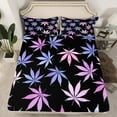 thumbnail image 2 of Erosebridal Gradient Cannabis Queen Sheet Sets, Black Purple Marijuana Bedding Queen Size, Microfiber 4 Pieces, 2 of 6