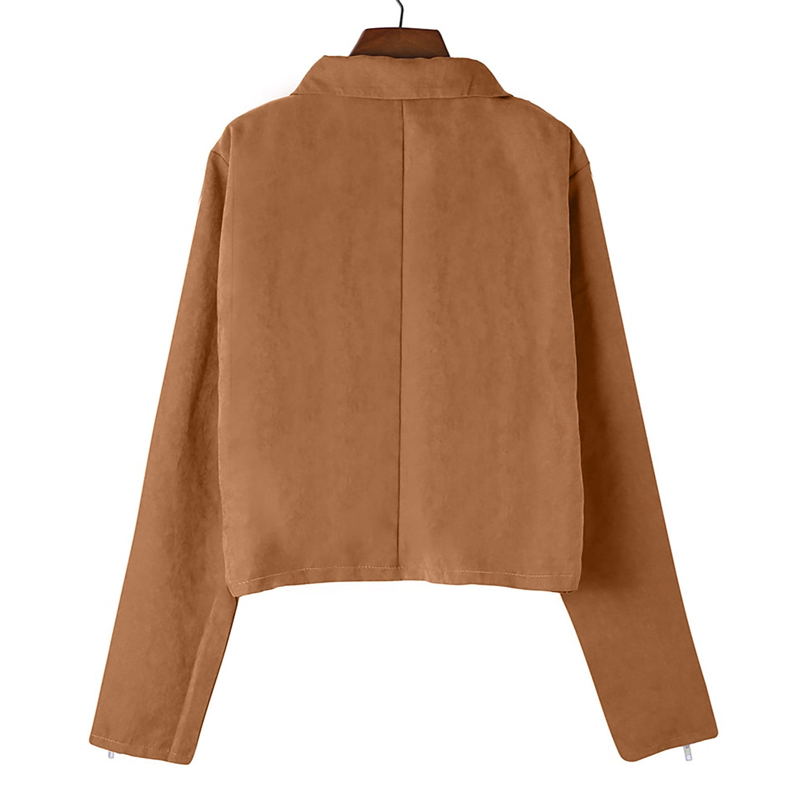 Brnmxoke 2023 Clearance Womens Leather Jacket Motorcycle Faux Leather Jacket Long Sleeve Cropped Slim Jacket Zip-Up PU Jacket Moto Biker Coat