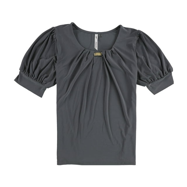 NY Collection Womens Balloon Sleeve Knit Blouse, Grey, Petite, PL