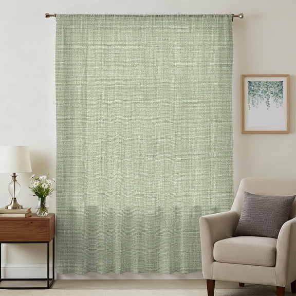 Sage Green Burlap Texture Sheer Curtains 84 Inches Long, Farmhouse Vintage Sage Green Light Filering Curtains, Breathable Simi Curtain Privacy Drapes for Living Room Bedroom Window Treatment