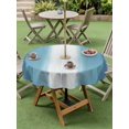 thumbnail image 4 of Outdoor Tablecloth with Umbrella Hole for Patio/Picnic/Party/Camping, Aqua Blue Striped Waterproof Table Cloth Round Cover Washable, Blue White Ombre Farmhouse Gradient (Dia 54"), 4 of 9