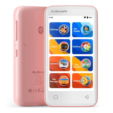 Android MP3 MP4 Player for Kids, 4" Touchscreen Bluetooth & WiFi , with Spotify, Spotify Kids, Amazon Music, Audible & Parental Controls, Pink