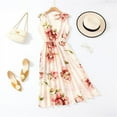 thumbnail image 3 of Robe Sans Manches en Chiffon Floral Décontractée Mode Ajustée Vacances Plage Col Style Bohème 7 m, 3 of 6
