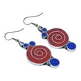 thumbnail image 3 of Tibetan Silver Handmade Boho Earrings Coral and Lapis Lazuli Gemstone Fashion Jewelry, 3 of 5