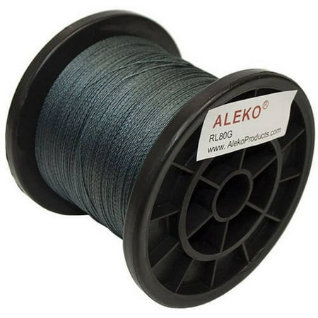 Braided Line Reel ALEKO RL80G 4 Strands Polyethylene Braid Fishing Line 500M/Reel 80 Pounds Pull, Gray ()