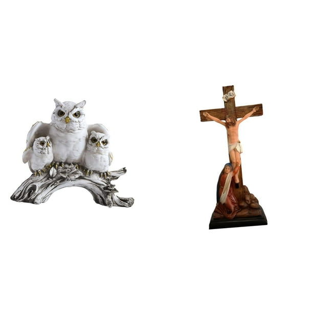 Figuras de búho,Figuras de búho,animales artificiales,artesanías,decoración del hogar,Estatua católica,Estatua de la Virgen María Figura Colección Religiosa,Figura de la cruz de Jesús