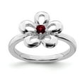 thumbnail image 1 of Sterling Silver Stackable Expressions Polished 0.13 Ct. Garnet Flower Ring Size 9, 1 of 5