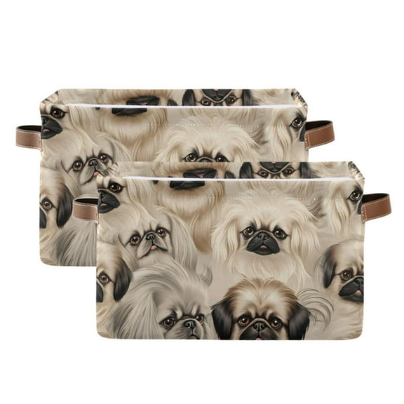 Ryvnso Cute Dogs Storage Basket Large Bin Foldable Boxes Toys Organizer 14.2x10.2x8.3in 2 PCs