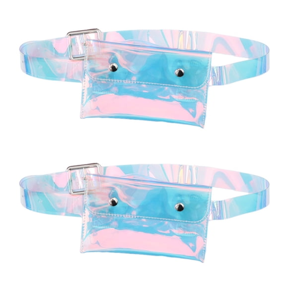 Masteelf 2pcs Women Multifunction Waist Bag Simple Fashion Belt Waist Pocket Plastic Transparent Coin Purse Phone Bag for Sports Shopping
