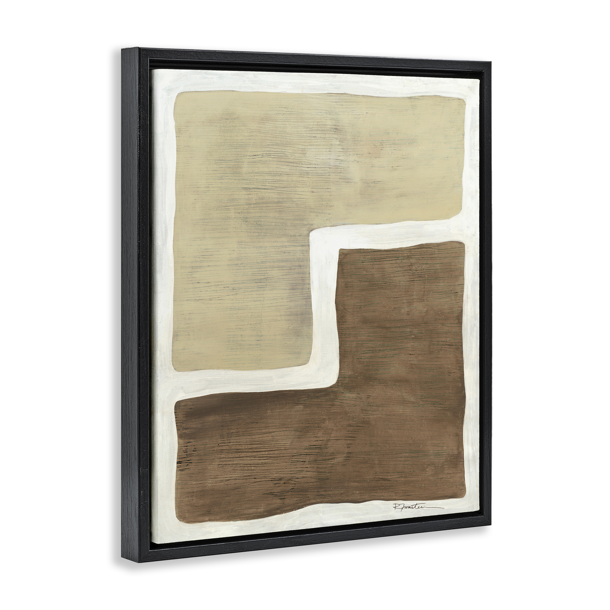 Stupell Industries Boho Symmetrical Shapes Abstract Painting Black Floater Framed Canvas Art Print Wall Art, 17 x 21