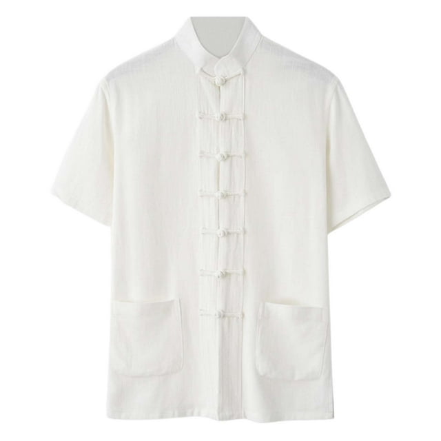 Men's and Women's Loose Imitation Linen Classical - Style Short - Sleeve Shirt