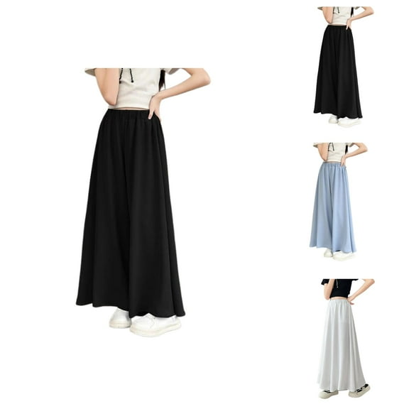 Girls Casual Pants Wide Leg Pants Girls Pants for Kids Summer Wide Leg Palazzo Trousers with Pleats and High Waist for Everyday Casual Wear