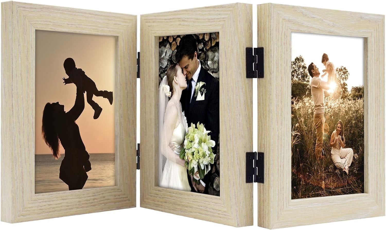 Golden State Art 3-Opening 5x7 Family Trifold Hinged Collage