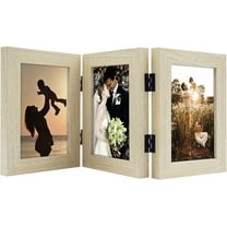 Golden State Art 4x6 Trifold Hinged Family Picture Frames, Beige, 1-Pack