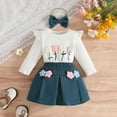thumbnail image 2 of Vividxx Girls Clothes Outfits Toddler Girls Long Sleeve Crew Neck Floral Prints T Shirt Tops Skirts Outfits Fall Outfits Clothing Set 9-12 Months, 2 of 7