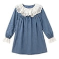 thumbnail image 4 of LOOK! Auroural Children's Summer Solid Color Round Neck Long Sleeve Dress Shirt Dress Denim Dress Kids（1-8Years）, 4 of 7