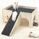 thumbnail image 1 of Escondite para Cobayas Unique Bargains Castillo de Madera Hábitat para Pequeños Animales con Escaleras Hámster Conejo Chincheta Refugio para Jugar Esconderse Beige Negro 1 Juego, 1 of 6