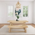 thumbnail image 2 of Classic Solid Wood Dining Table Set with 2 Benches, Blonde Wirebrush, 2 of 7