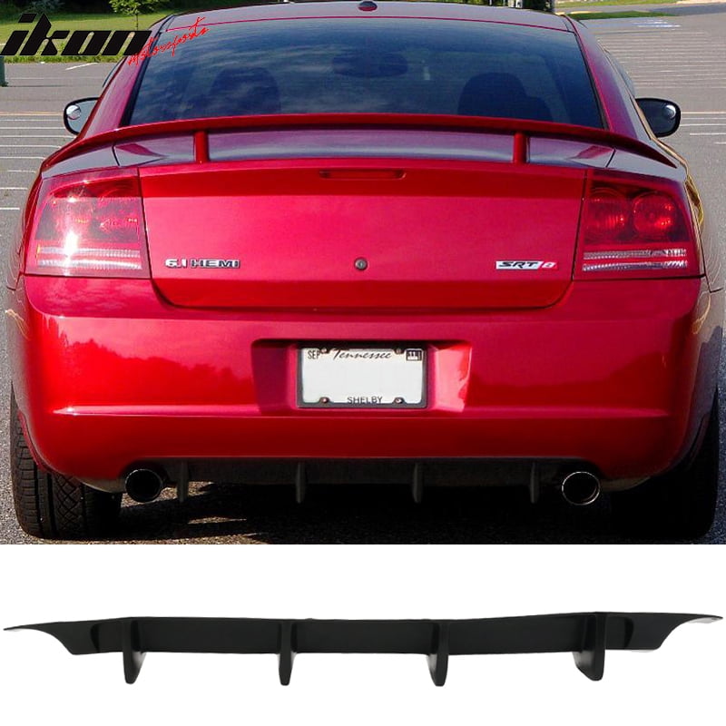 Ikon Motorsports Compatible With 06 10 Dodge Charger Ikon Aero 4 Fin Rear Lip Bumper Valance Diffuser Walmart Com
