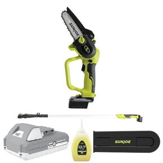 Restored Sun Joe iON+ 12’ Extendable Pole Saw 24V Battery Powered 4000 RPM, 4.5 in Cutting Thickness (Refurbished)