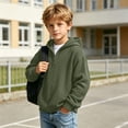 thumbnail image 3 of KyCheLot Boys Hoodie Quarter Zip Long Sleeve Textured Sweatshirt Fashion School day Activewear for Boys Age 3-14, 3 of 9
