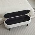 thumbnail image 2 of Oval Storage Ottoman Bench for Bedroom, 43.8" Upholstered Bench with Storage, Boucle End of Bed Bench with Safety Hinges & Solid Wood Legs for Living Room Bedroom Entryway, Beige, 2 of 7
