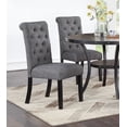 thumbnail image 4 of Modern Contemporary Set of 2pc Side Chairs Charcoal Fabric Cushion Upholstered Nailhead Trim Dining Room Chairs, 4 of 9
