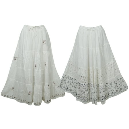 Mogul Interior - Mogul 2pc Women's White Maxi Skirt Elastic Waist A ...