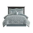thumbnail image 4 of Madison Park Queen Size 8-Piece Comforter Set, Jacquard Bed in a Bag Set, Bedding Set with Sheets and Decor Pillows, Aqua Blue/Silver, 4 of 5