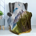 thumbnail image 4 of Landscape Soft Flannel Fleece Blanket, Rocky Mountains Majestic Look Canada Evergreen Aspen Trees Autumn Nature Outdoor, Cozy Plush for Indoor and Outdoor Use, 70" x 90", Multicolor, by Ambesonne, 4 of 5