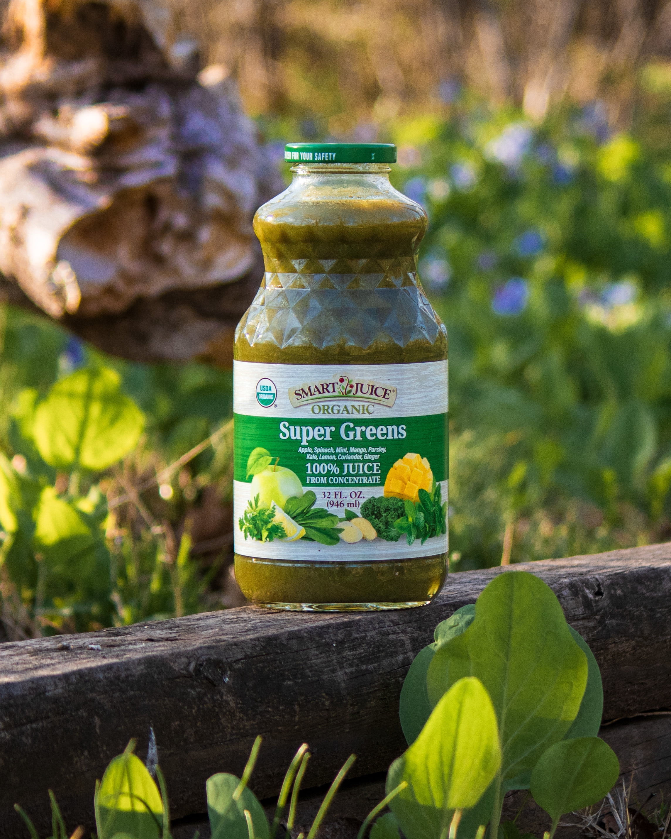Smart Juice Organic Super Greens Juice with Spinach, Kale, Mango & Ginger – Shelf-Stable, 100% Juice – 32 fl oz, Pack of 6